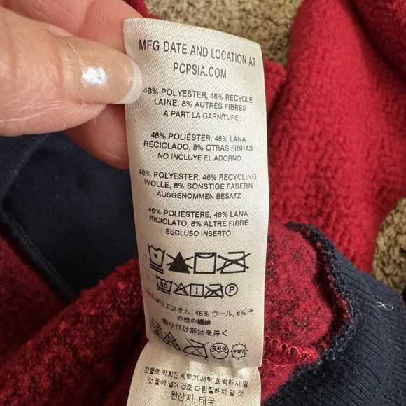 Patagonia 1/4 Zip Fleece Pullover Red Navy Size Small Outdoor Sweater - Picture 11 of 13